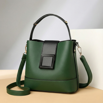 Solene | Chic Leather Handbag with Gold Hardware