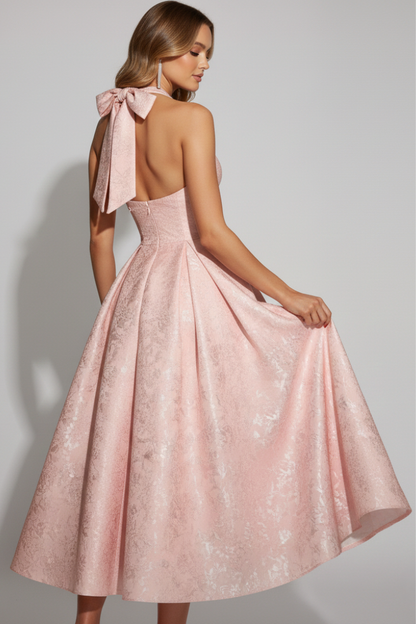 Lila | Halter Neck Midi Dress with Fitted Bodice