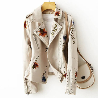 Esme | Vintage Floral Leather Jacket