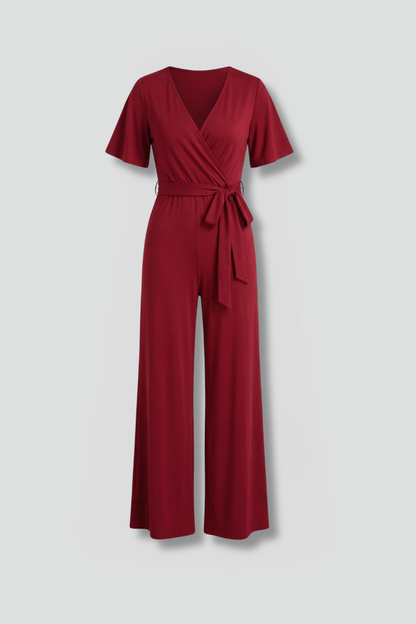 Elena | Wrap Front Jumpsuit with Tie Waist