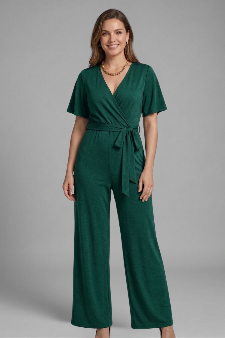 Elena | Wrap Front Jumpsuit with Tie Waist
