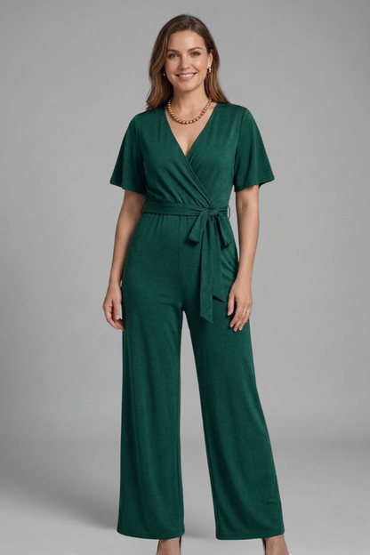 Elena | Wrap Front Jumpsuit with Tie Waist