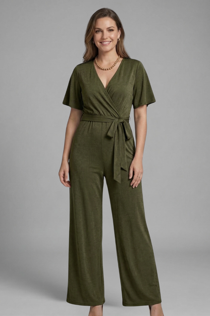Elena | Wrap Front Jumpsuit with Tie Waist