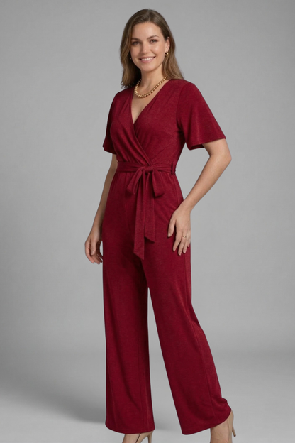 Elena | Wrap Front Jumpsuit with Tie Waist