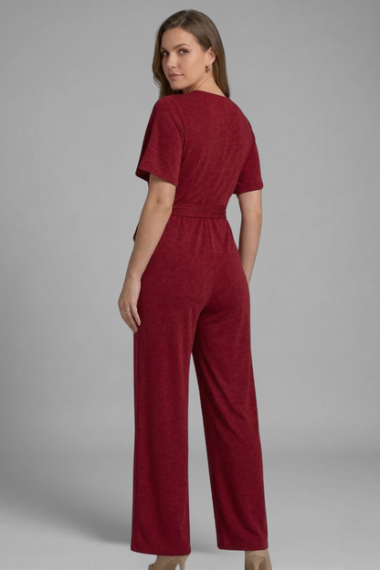Elena | Wrap Front Jumpsuit with Tie Waist