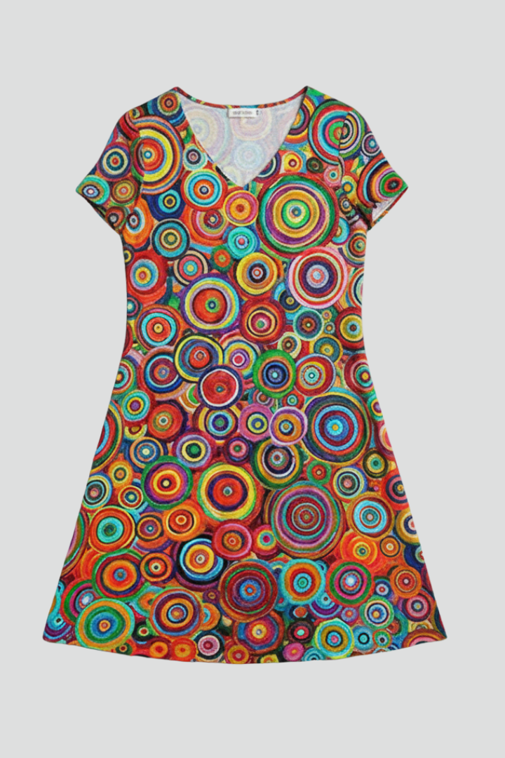 Lila | Elegant V Neck Knee-Length Dress with Short Sleeves