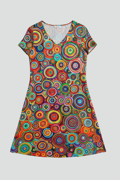 Lila | Elegant V Neck Knee-Length Dress with Short Sleeves