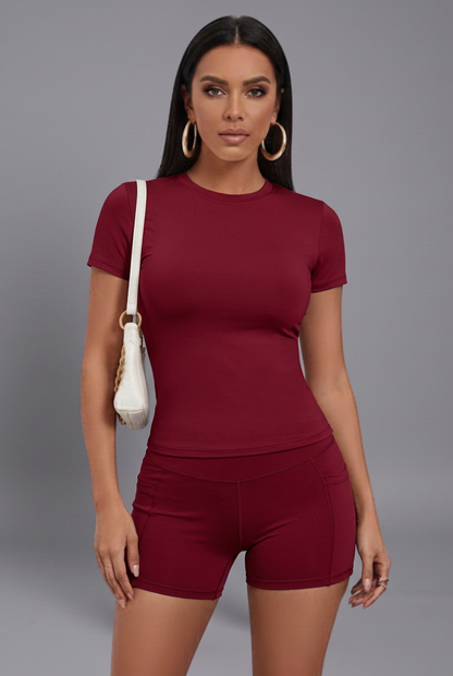 Luna | Cropped Top and High Waist Shorts Set