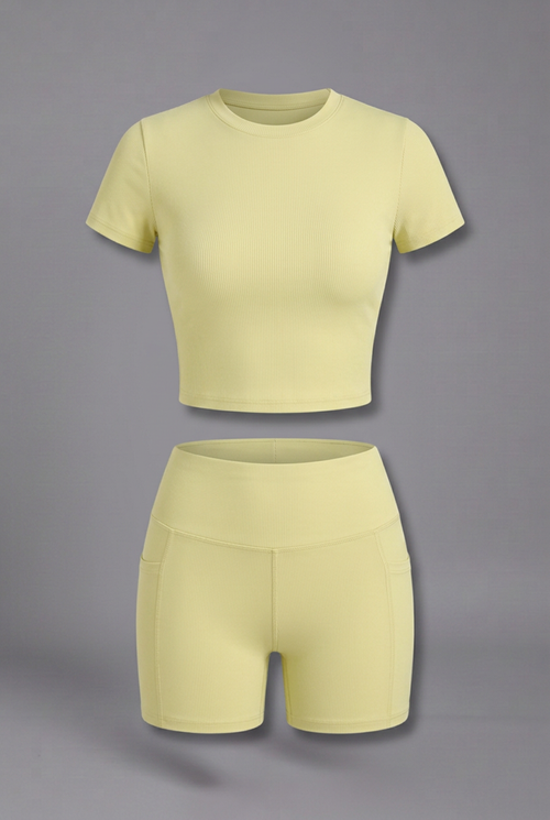 Luna | Cropped Top and High Waist Shorts Set