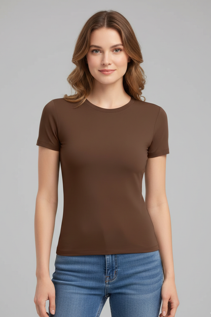 Lena | Fitted Round Neck T-Shirt
