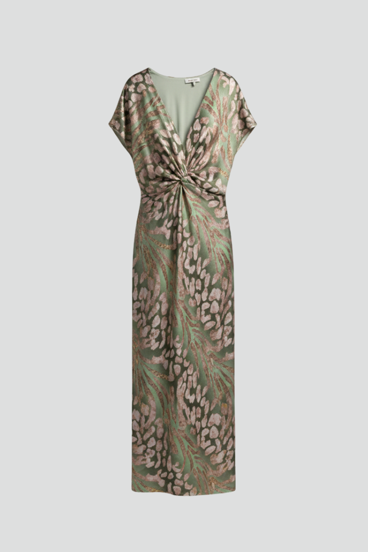Lila | V Neck Knotted Ankle-Length Dress