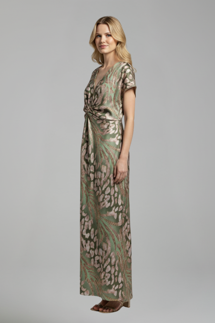 Lila | V Neck Knotted Ankle-Length Dress