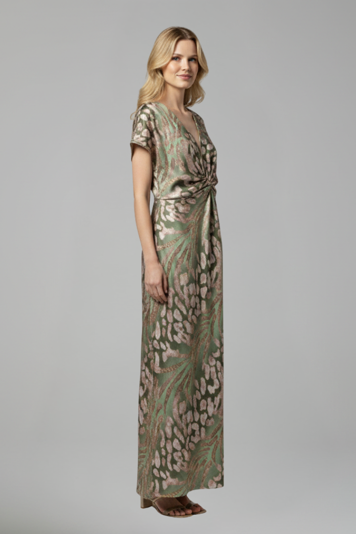 Lila | V Neck Knotted Ankle-Length Dress