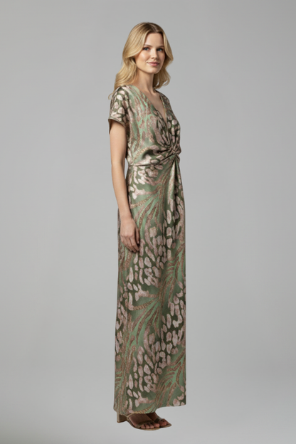 Lila | V Neck Knotted Ankle-Length Dress