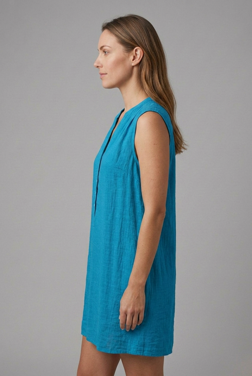 Lila | V-Neck Button Placket Beach Dress