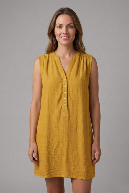 Lila | V-Neck Button Placket Beach Dress