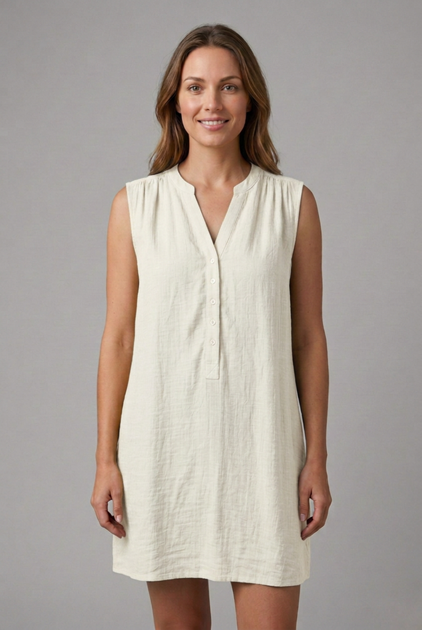 Lila | V-Neck Button Placket Beach Dress
