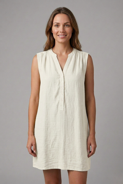 Lila | V-Neck Button Placket Beach Dress