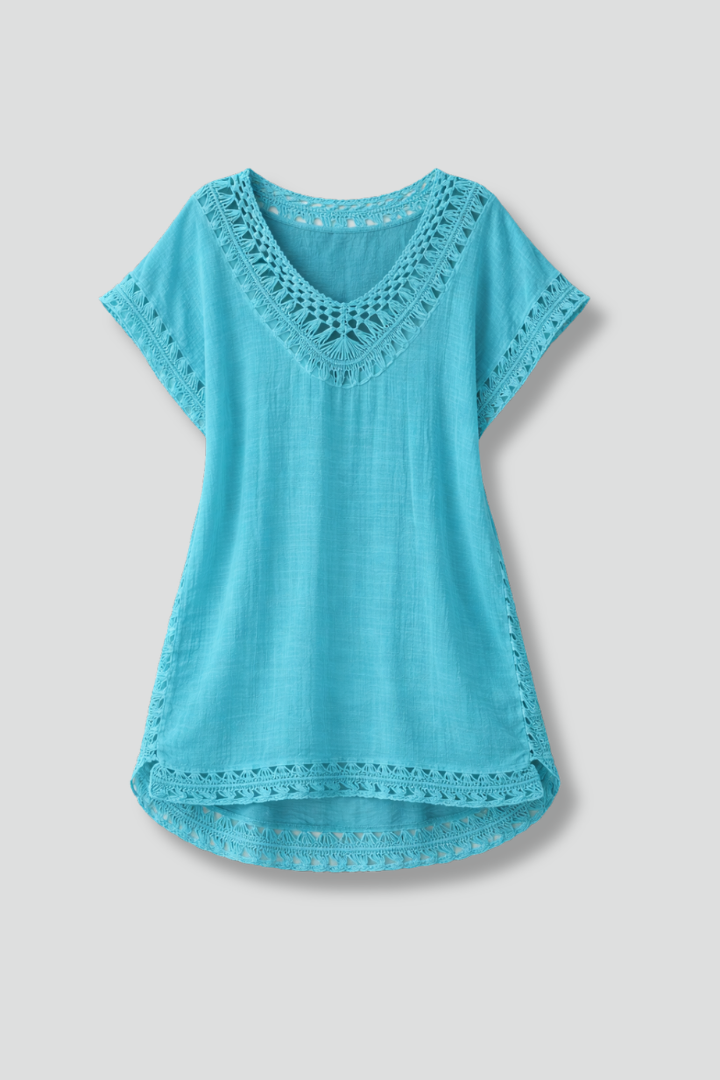 Lila | V-Neck Short Sleeve Beach Dress