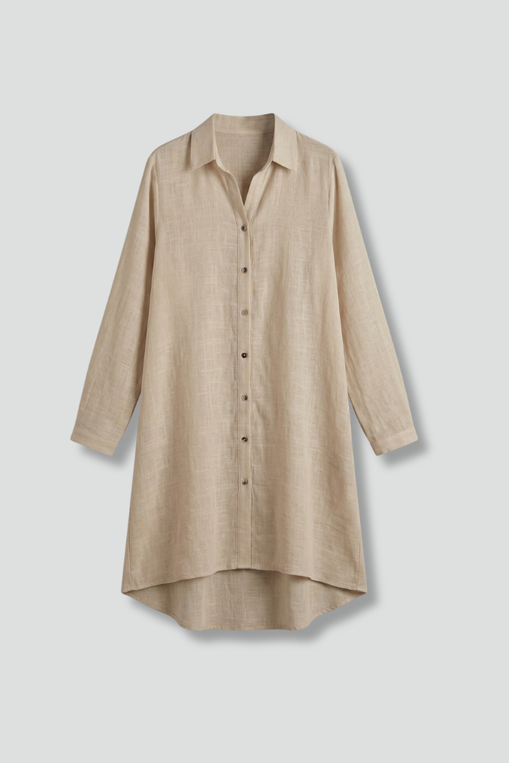Lila | Chic Beach Shirt Dress with Collar and Button Fastening