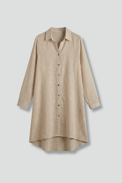 Lila | Chic Beach Shirt Dress with Collar and Button Fastening