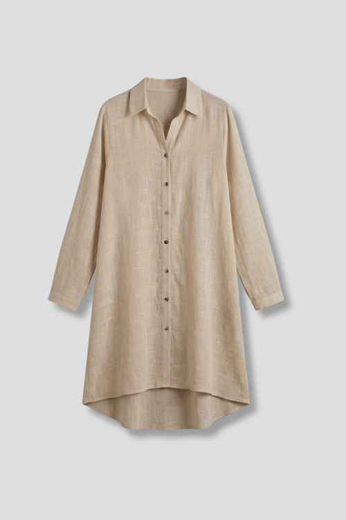 Lila | Chic Beach Shirt Dress with Collar and Button Fastening