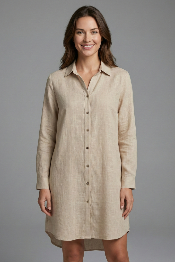 Lila | Chic Beach Shirt Dress with Collar and Button Fastening