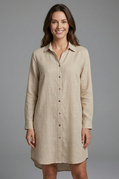 Lila | Chic Beach Shirt Dress with Collar and Button Fastening