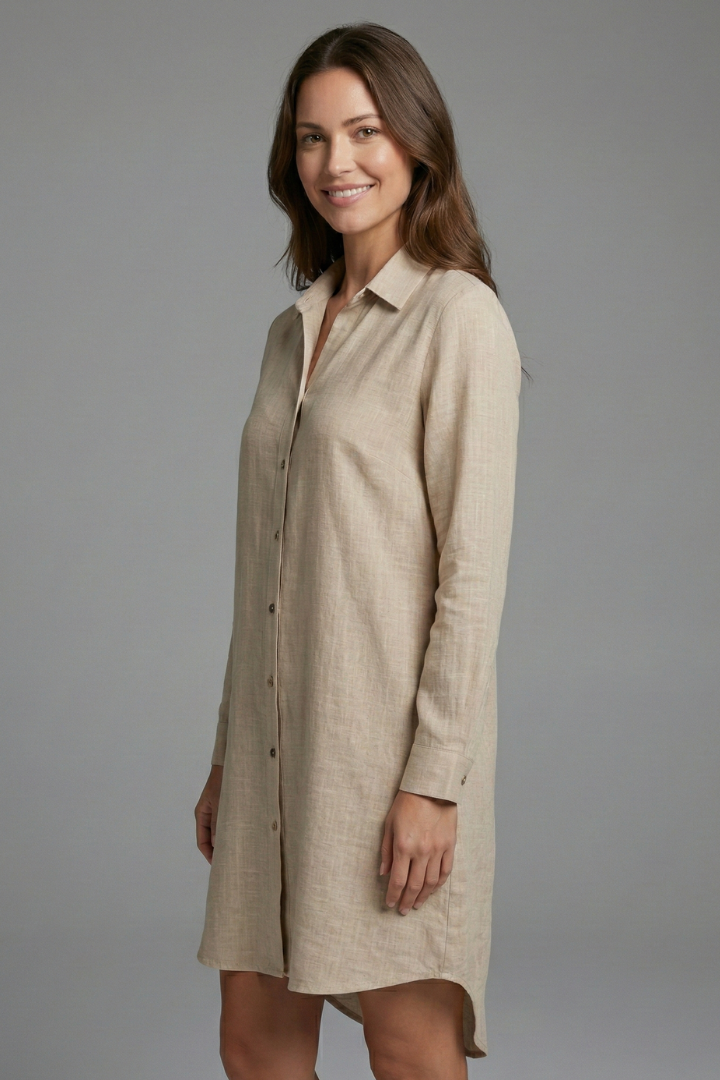 Lila | Chic Beach Shirt Dress with Collar and Button Fastening