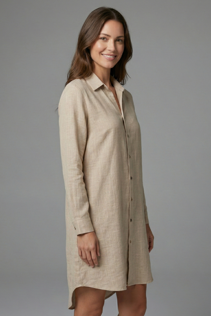 Lila | Chic Beach Shirt Dress with Collar and Button Fastening