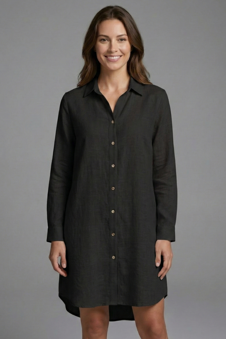 Lila | Chic Beach Shirt Dress with Collar and Button Fastening