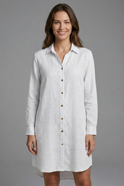 Lila | Chic Beach Shirt Dress with Collar and Button Fastening
