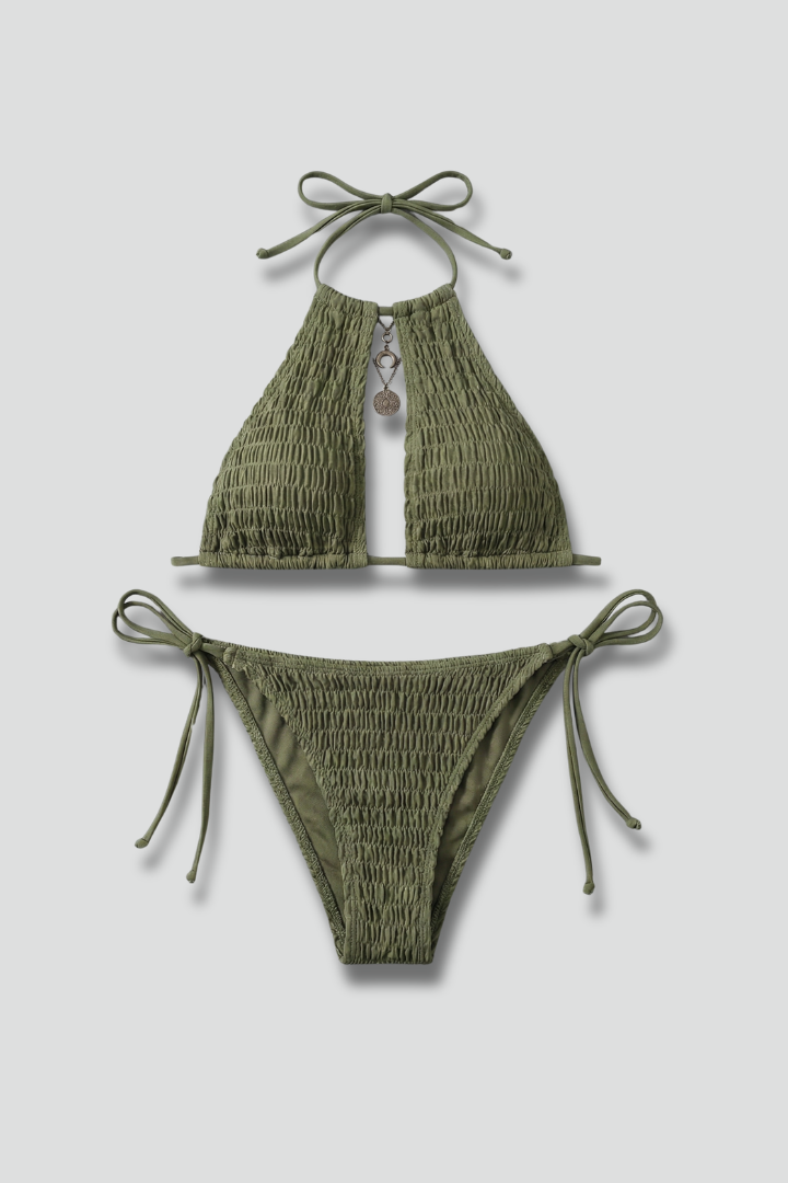 Lena | Chic Halter Bikini Set with Tie Bottom
