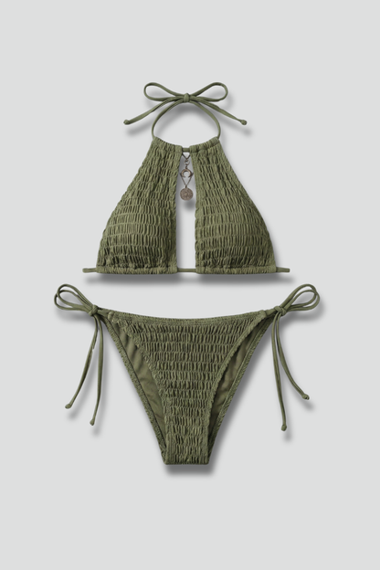 Lena | Chic Halter Bikini Set with Tie Bottom