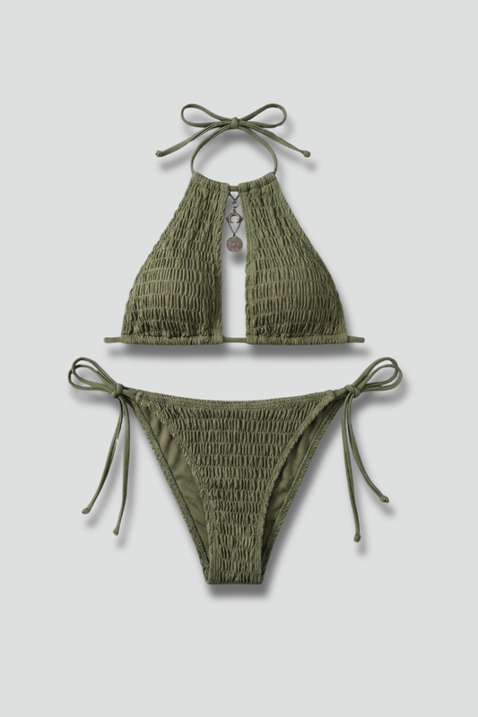 Lena | Chic Halter Bikini Set with Tie Bottom