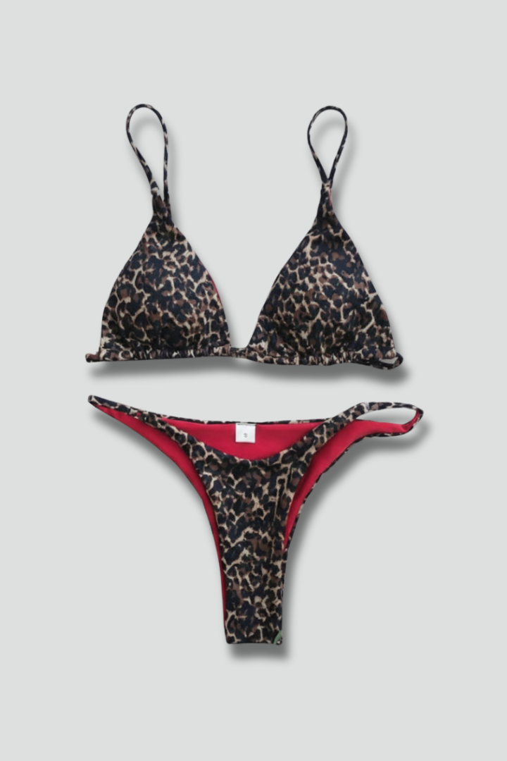 Lila | Triangle Top Bikini Set with Printed Bottom