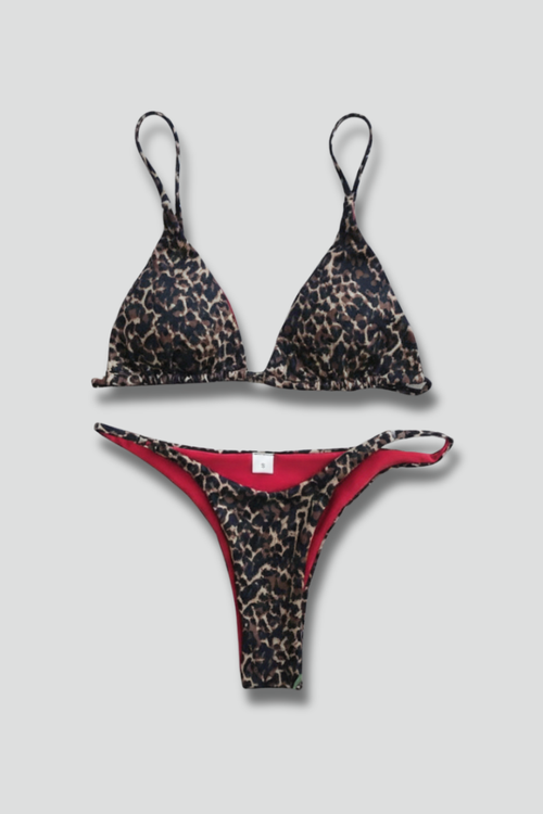 Lila | Triangle Top Bikini Set with Printed Bottom