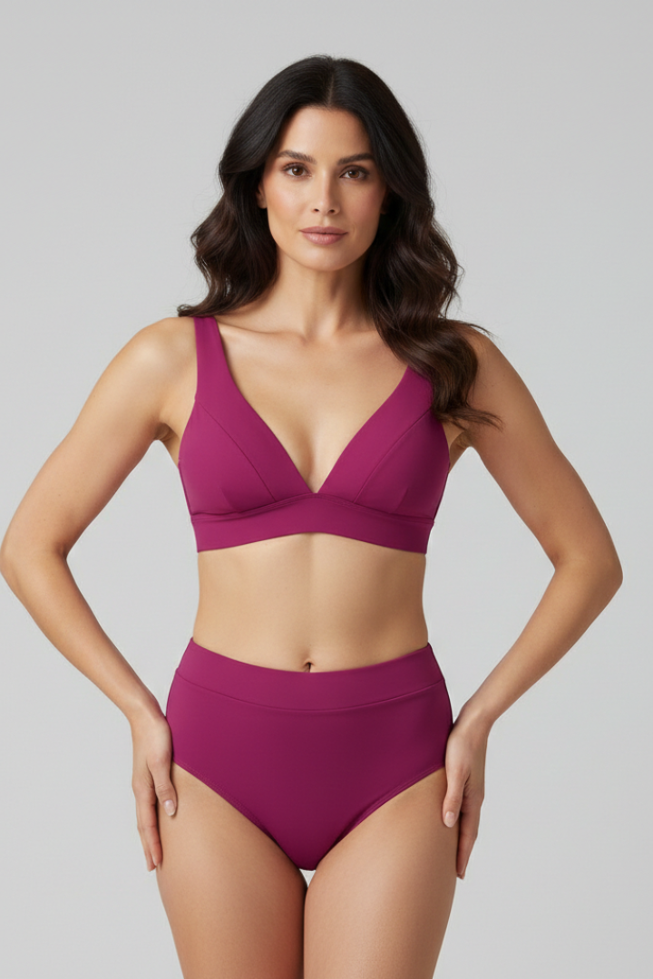 Lila | V-Neck High Waist Bikini Set