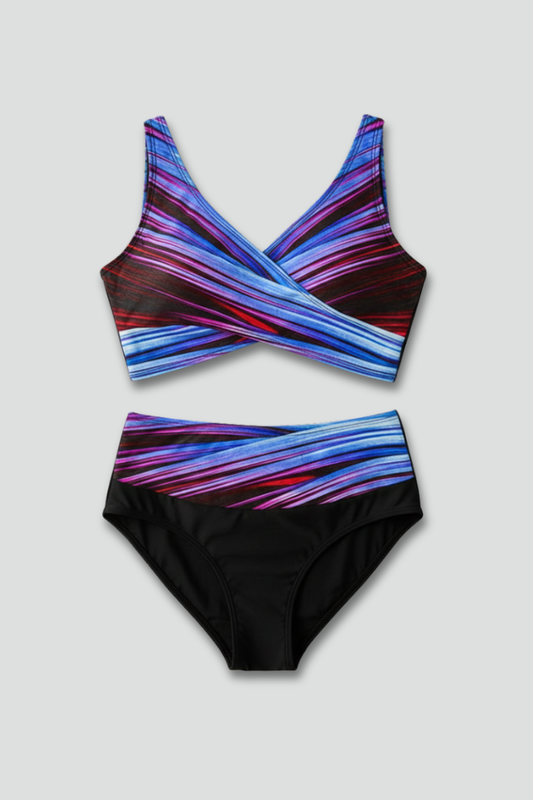 Lena | Chic High-Waist Bikini Set with Wrap Top