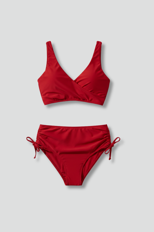 Lila | Chic High-Waist Bikini Set with Wrap Top