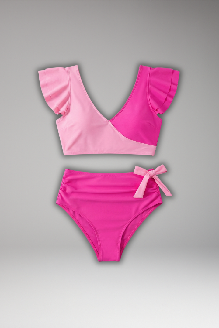 Lena | Chic High-Waist Bikini Set with Wrap Top