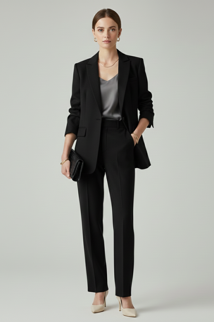 Elena | Tailored Blazer Set with Straight-Leg Trousers
