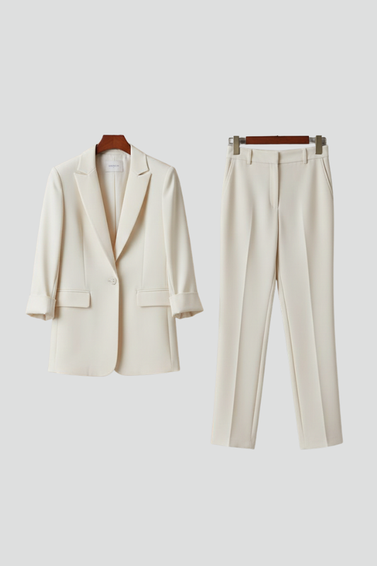 Elena | Tailored Blazer Set with Straight-Leg Trousers