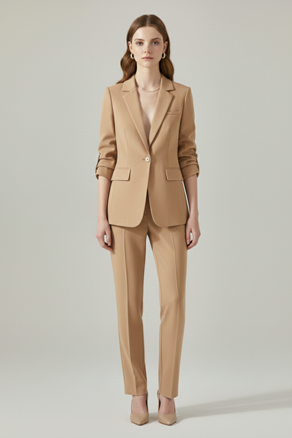Elena | Tailored Blazer Set with Notched Lapel and Straight-Leg Trousers