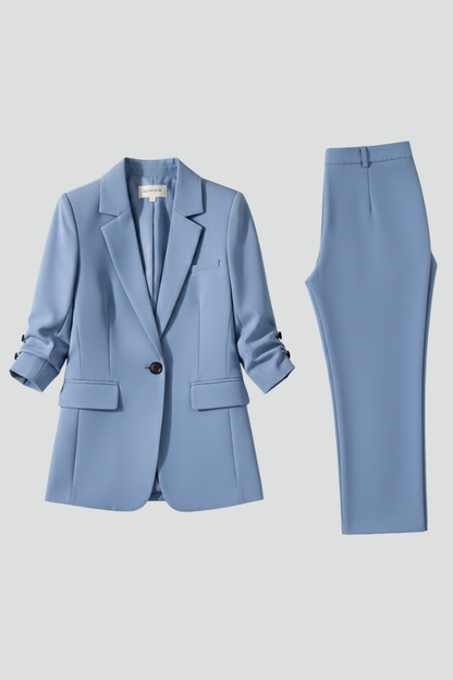 Elena | Tailored Blazer Set with Notched Lapel and Straight-Leg Trousers