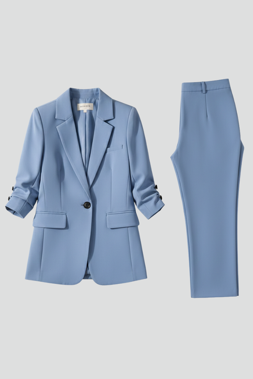 Elena | Tailored Blazer Set with Notched Lapel and Straight-Leg Trousers