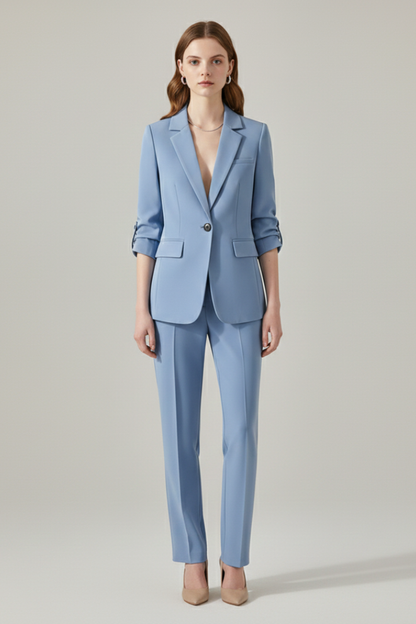 Elena | Tailored Blazer Set with Notched Lapel and Straight-Leg Trousers