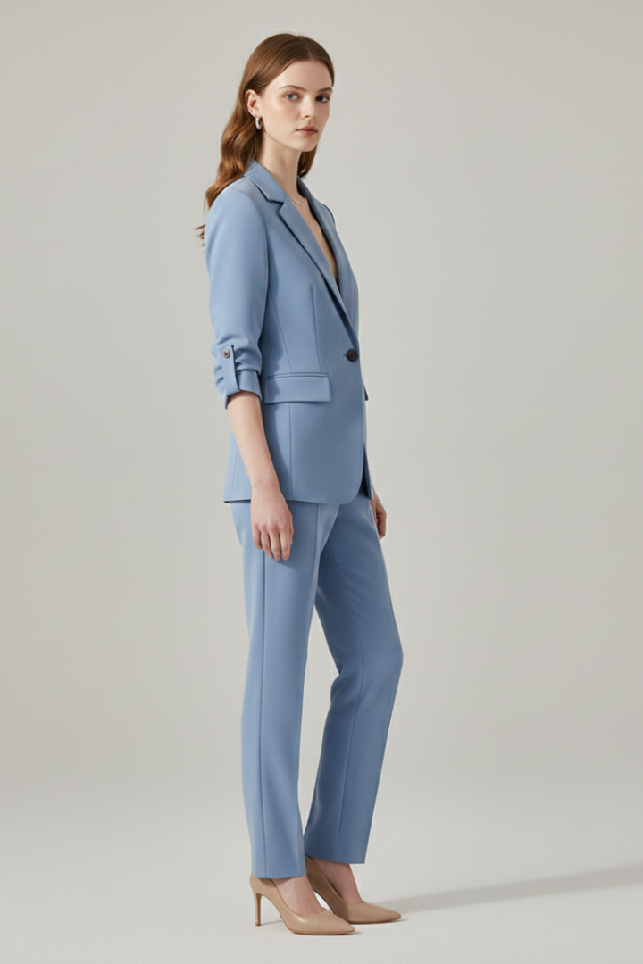 Elena | Tailored Blazer Set with Notched Lapel and Straight-Leg Trousers