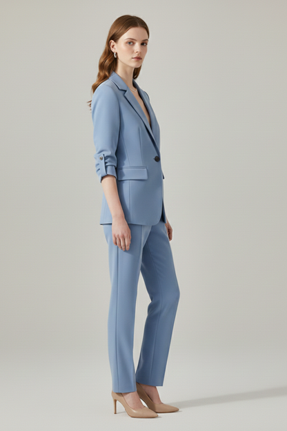 Elena | Tailored Blazer Set with Notched Lapel and Straight-Leg Trousers