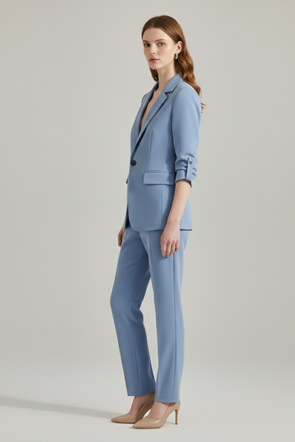 Elena | Tailored Blazer Set with Notched Lapel and Straight-Leg Trousers